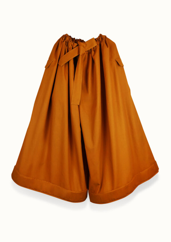 Oversized orange trousers made from sustainable cotton - front